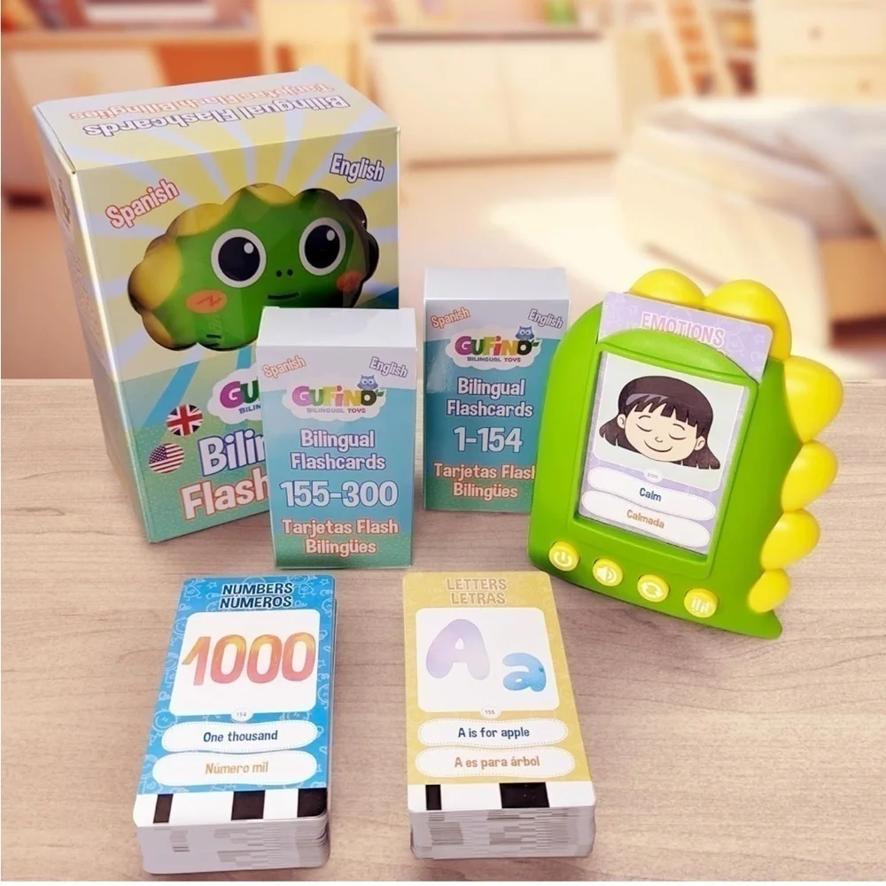 Brand New Bilingual Interactive Learning Word E-Book & Flashcards Toy Spanish